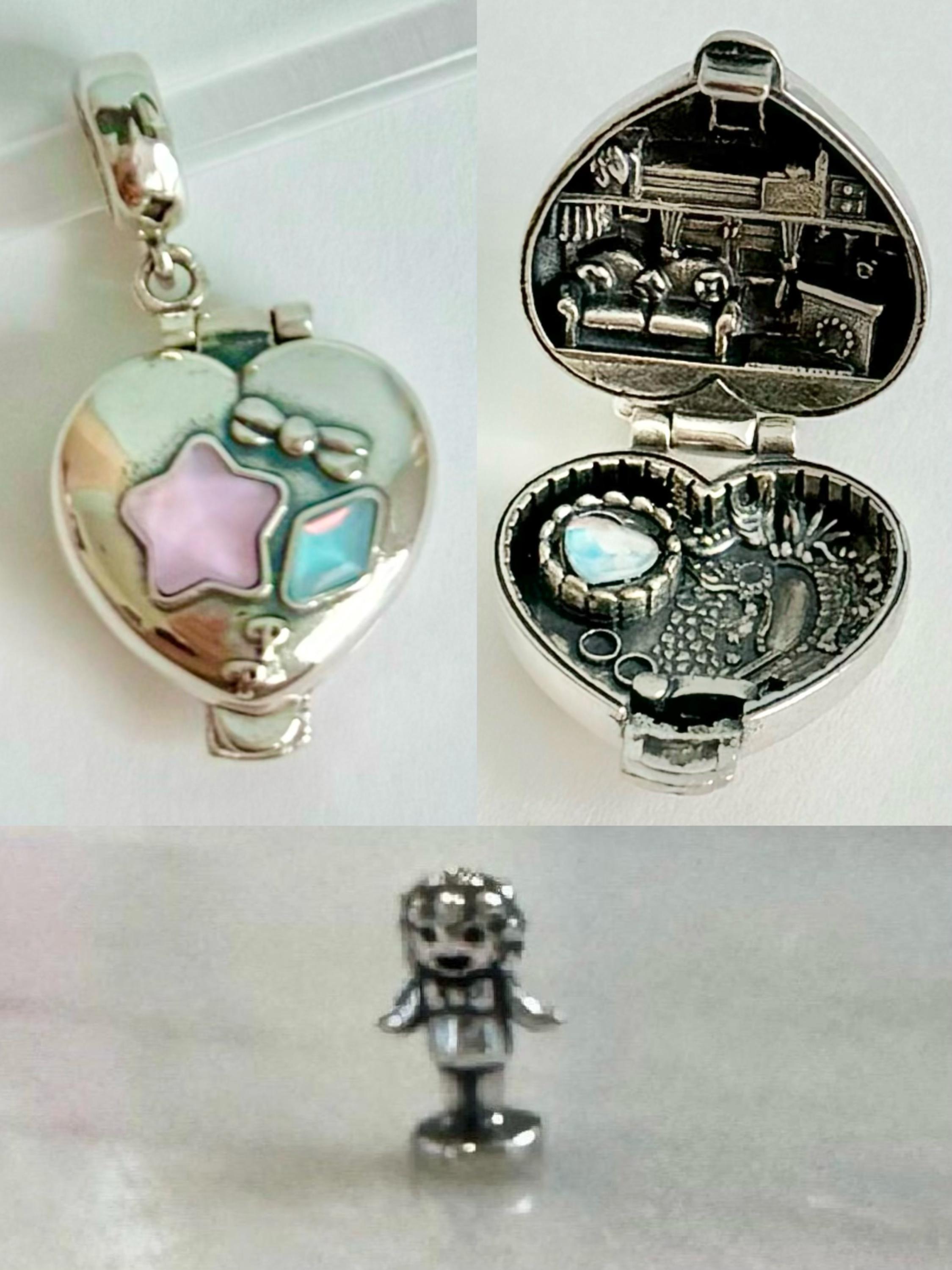 Polly Pocket Kozy Kitties Polly and her Kittens Sterling silver locket charm with doll for locket / bracelet / necklace