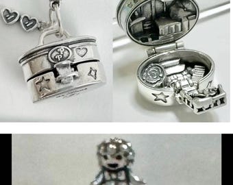 Polly Pocket Summer Villa Beauty Case Ciondolo in argento sterling per bracciale/collana/medaglione con bambola