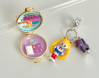 Polly Pocket sailor moon compact house Sterling silver with 18k gold plated for locket / bracelet / necklace