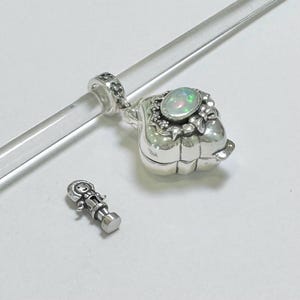 Pu&ograve; includere: Un ciondolo in argento a forma di cuore con una chiusura e una pietra di opale. Il medaglione si apre per rivelare un piccolo scomparto all'interno. &Egrave; incluso anche un ciondolo in argento separato a forma di bambola.