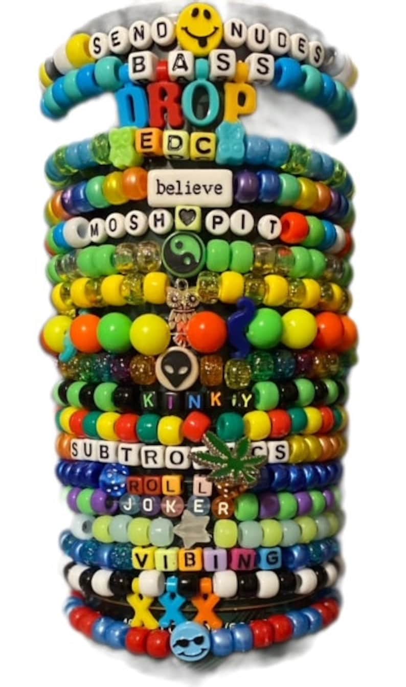 10 Kandi Bracelet Pack, Festival Season Bracelets, Rave Kandi, Electric