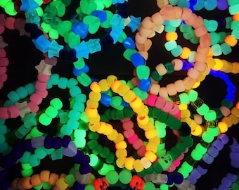 10 Kandi Bracelets Glow in the dark, Festival Season