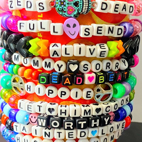 10 Kandi Bracelets,  Kandi, Rave Accessories, Festival Wear, EDC Wear, Stretchy Bracelets, Music Festival Accessories, Electric Forest Kandi