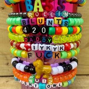 20 Kandi Bracelets Rave Set: PLUR Beaded Festival Jewelry