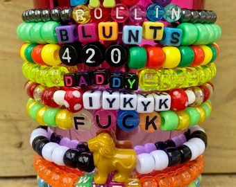 20 Kandi Bracelets Rave Set: PLUR Beaded Festival Jewelry
