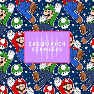 Zestaw 5 wzorów Mario Bros bez szwu - fajne dziecięce wzory tkanin, Mario, dziecięce gry telewizyjne, powtarzalny wzór