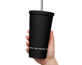Matte Black Insulated Stainless Steel Tumbler: Reusable Travel Cup with Lid & Straw