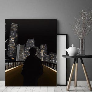 Silent City – Urban Night Digital Art | Silhouette in the City | Instant Download