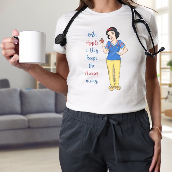 An Apple A Day Keeps The Nurses Away Unisex Tee Belle Snow White T-Shirt Cute Nurse Shirt Gift For Nurse Funny Disney Princess Fan T-Shirt