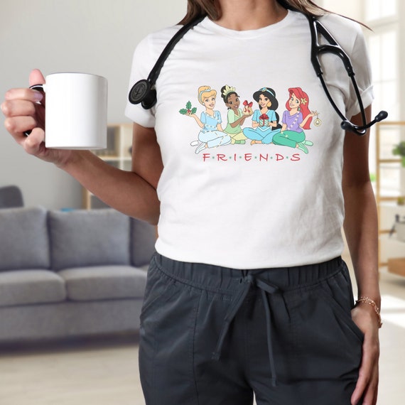 Friends Christmas Tee Disney Princess Characters Group Christmas Shirt Princess Xmas Gift Disney Princess Christmas Tee Cinderalla Christmas