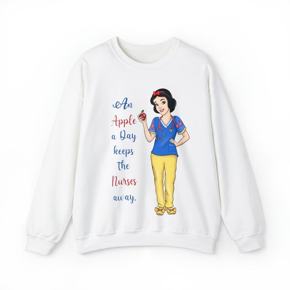 Disney Princess Sweatshirt An Apple A Day Keep The Nurses Away Unisex Crewneck Sweatshirt Cute Nurse Sweatshirt Gift Snow White Sweater Gift