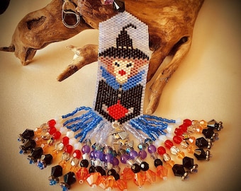Peyote Stitch Witch Doll: Halloween Charm, Wicca Amulet