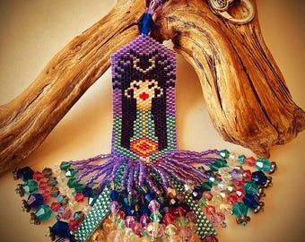 Blue Haired Witch Doll: Halloween embellishment, Wicca Amulet