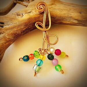 Brass Wire Tree Ornament: Crystal & Lampwork Glass Holiday Decoration