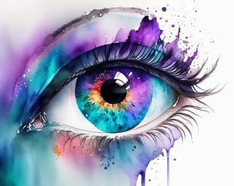 iridescent eye Clipart | 300dpi High Resolution | PNG Graphics | Instant Download for Commercial Use | Watercolor iridescent eye Clipart 