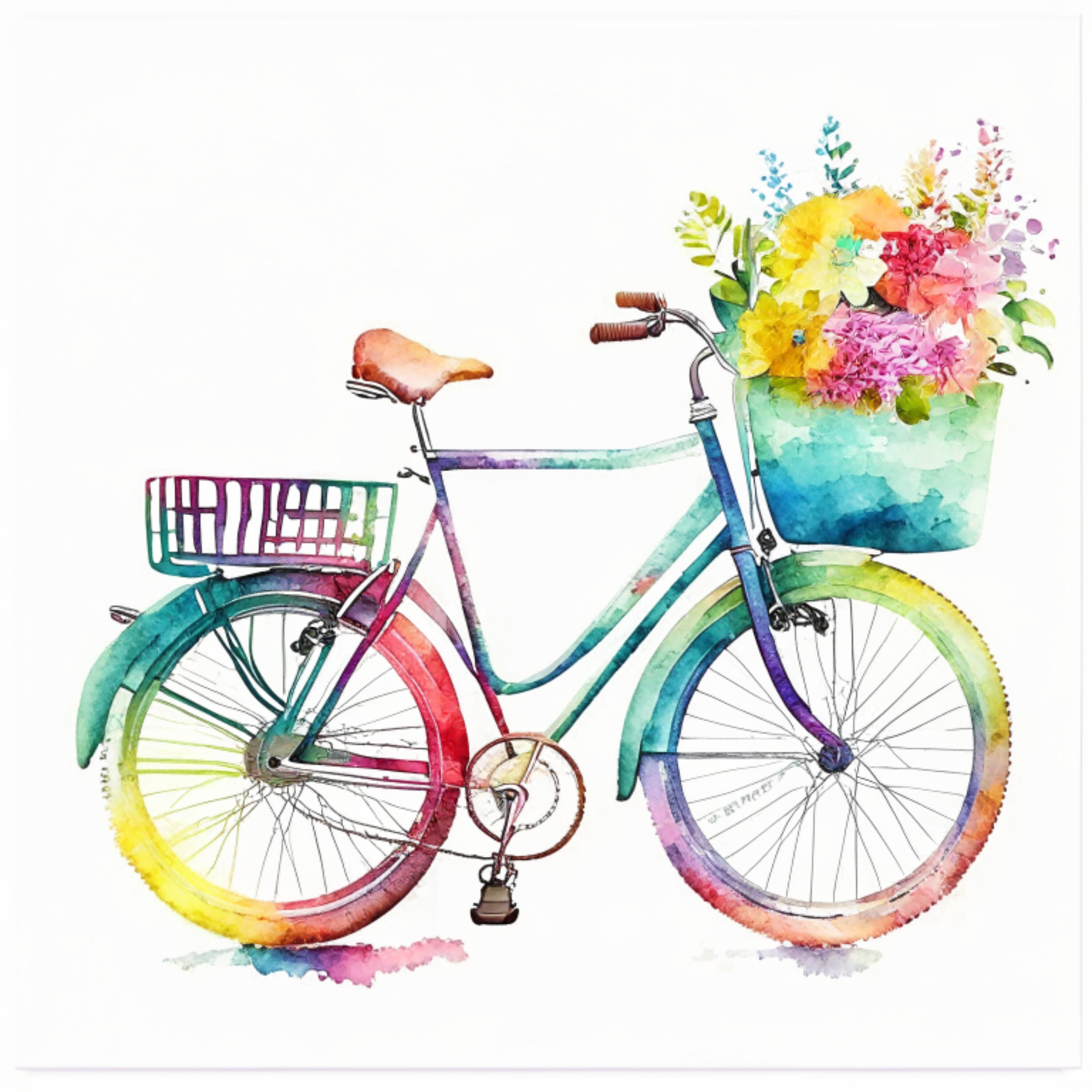 Cute Retro Bicycle Clipart | 300dpi | PNG Graphics | Instant Download ...