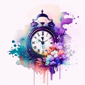 Niedliche Wecker Clipart | 300dpi | PNG-Dateien | Sofortiger Download für kommerzielle Nutzung | Aquarell Süsser Wecker Clipart 