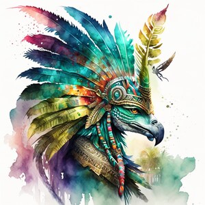 Cute Kukulkan Clipart | 300dpi High Resolution | PNG Graphics | Instant Download for Commercial Use | Watercolor Cute Kukulkan Clipart 