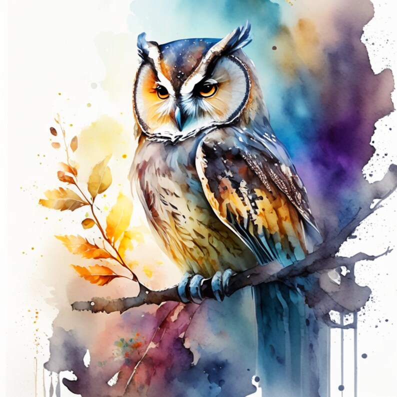 Washed Owl Watercolor Owl Clipart: High-resolution PNG Graphics (digital Download ...