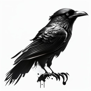 Tattoo crow Clipart | 300dpi | PNG Graphics | Instant Download for Commercial Use | Tattoo crow Clipart