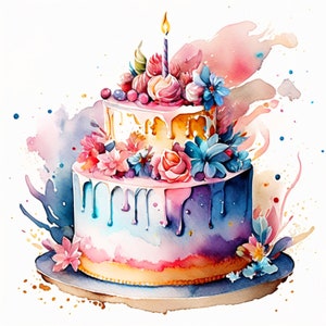 Birthday Cake Clipart | 300dpi High Resolution | PNG Graphics | Instant Download for Commercial Use | Birthday Cake Clipart 