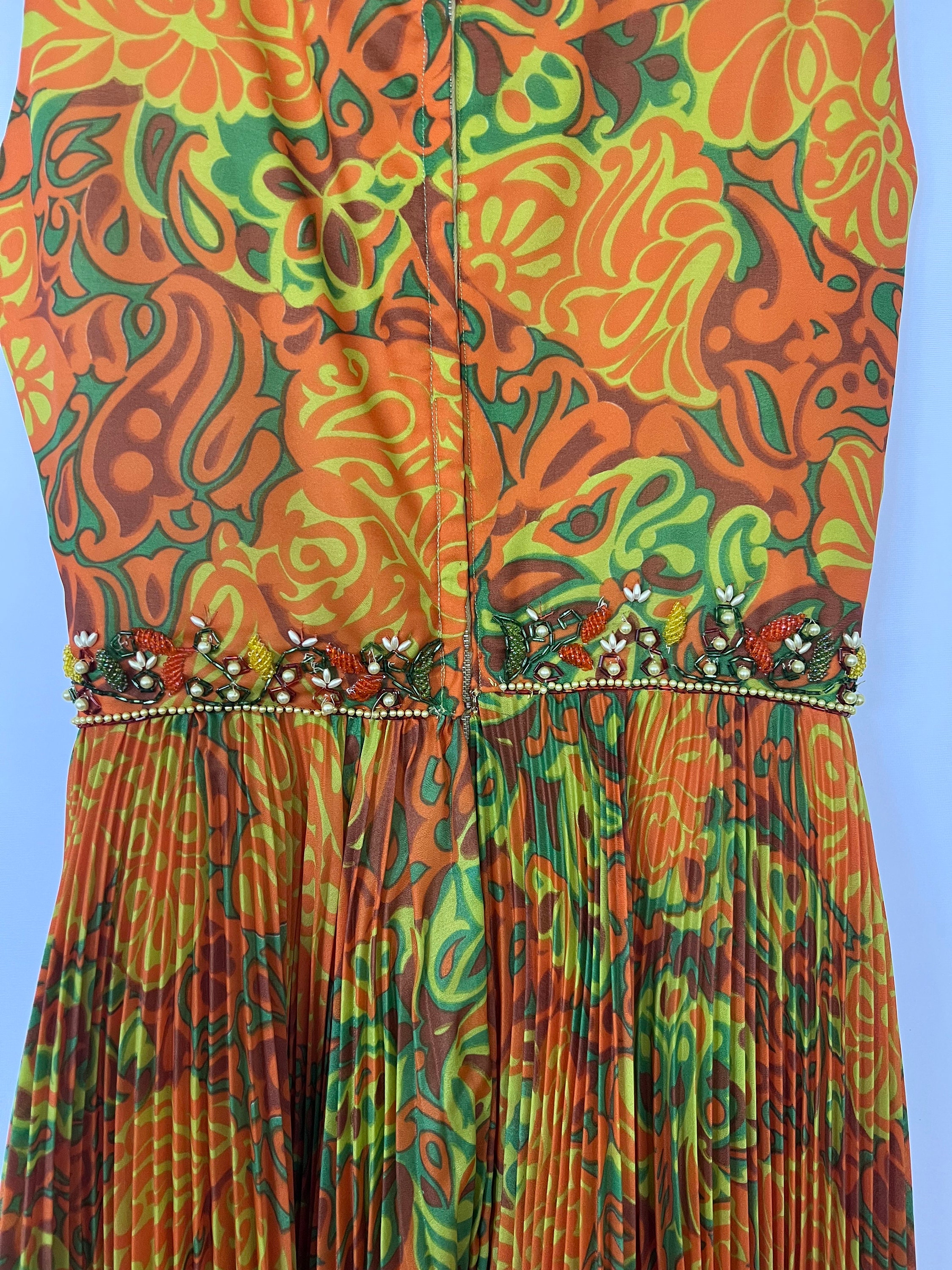 Vintage 70's | Bold Abstract Floral  & Silver Triangle Foil Dress (with Pockets!)