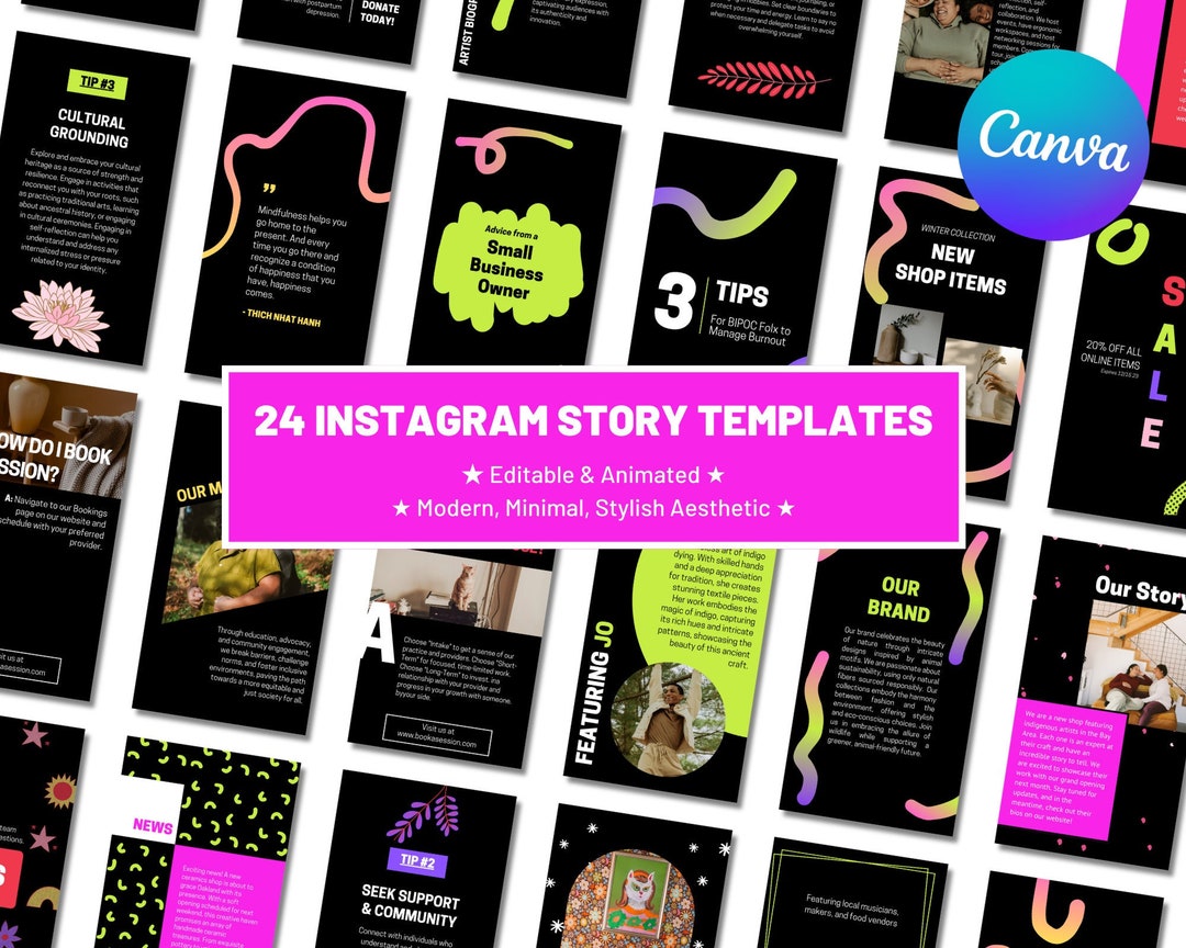 MODERN Instagram Story Templates Instagram Canva Template Etsy