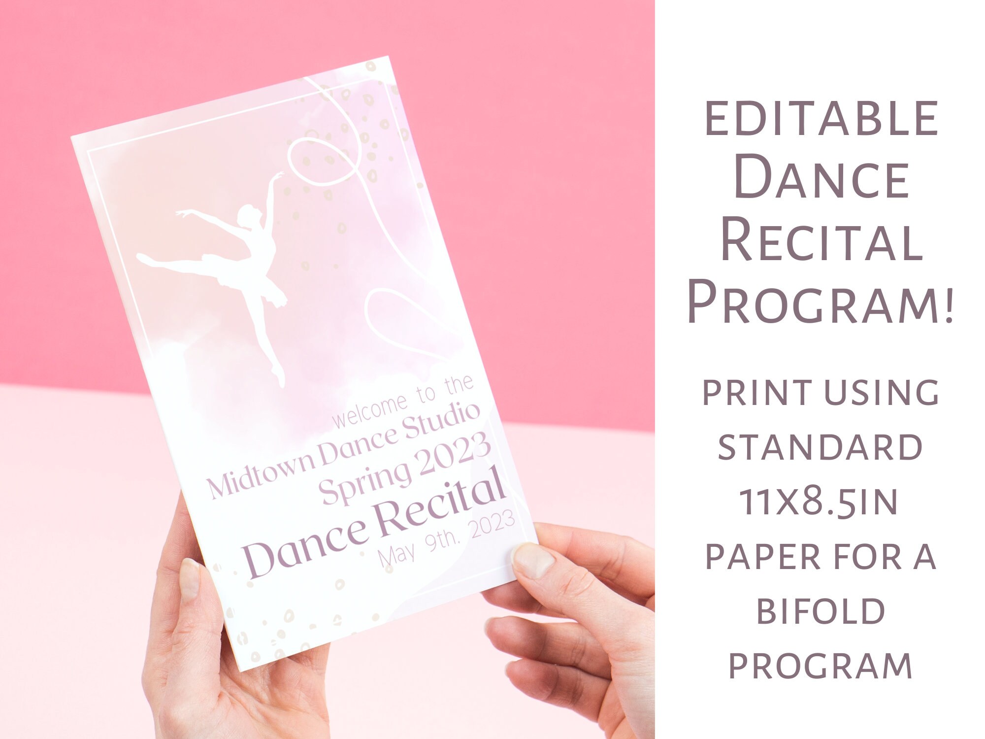 Recital Program Graphics Dance Recital Program, Editable Ballerina Recital Program Template ...