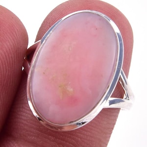 Natural Pink Opal Ring, 925 Solid Sterling Silver Gemstone Ring, Handmade Oval Pink Opal Ring, Statement Jewelry, Promise Ring, Gift For Her
