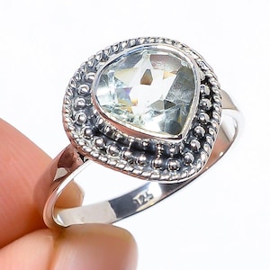 Natural Green Amethyst Ring, Prasiolite Ring, Handmade Amethyst Jewelry, 925 Solid Sterling Silver Gemstone Ring Engagement Ring For Her-Him