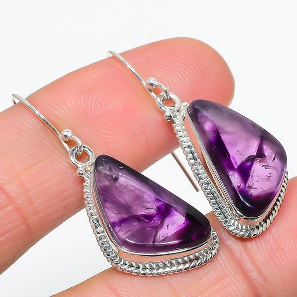 Amethyst Earrings, February Birthstone, Purple Gem Earrings in Silver, Purple Jewelry, Lavender Earrings Gift for, 925 Solid Sterling Silver