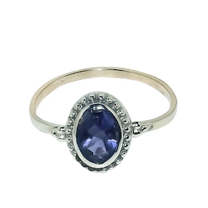 Genuine Iolite Ring, Oval Iolite Gemstone Ring, 925 Solid Sterling Silver Iolite Ring, Handmade Silver Iolite Ring, Christmas Gift For Her