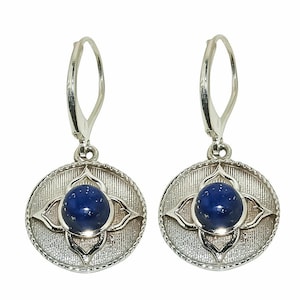 Genuine Lapis Lazuli Earrings, Round Lapis Lazuli Gemstone Earrings, 925 Solid Sterling Silver Blue Stone Earrings, Christmas Gift For Her