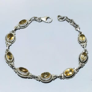 Natürliches Citrin Armband, 925 solid Sterling Silber Oval Cut Edelstein Armband, handgemachte Citrin Schmuck, verstellbares Armband für Sie-Ihn