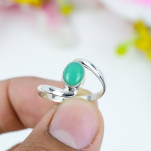 Natural Chrysoprase Ring, 925 Solid Sterling Silver Gemstone Ring, Statement Ring, Women Chrysoprase Silver Ring, Bohemian Ring Gift For Her