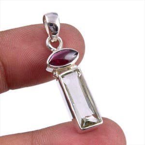 Genuine Green Amethyst Pendant Necklace, 925 Solid Sterling Silver Handmade Garnet Pendant, Partywear Pendant, Bohemian Pendant For Her