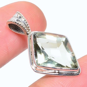 Natural Green Amethyst Pendant Necklace, 925 Solid Sterling Silver Gemstone Pendant, Amethyst Pendant, Fancy Green Stone Pendant For Her-Him