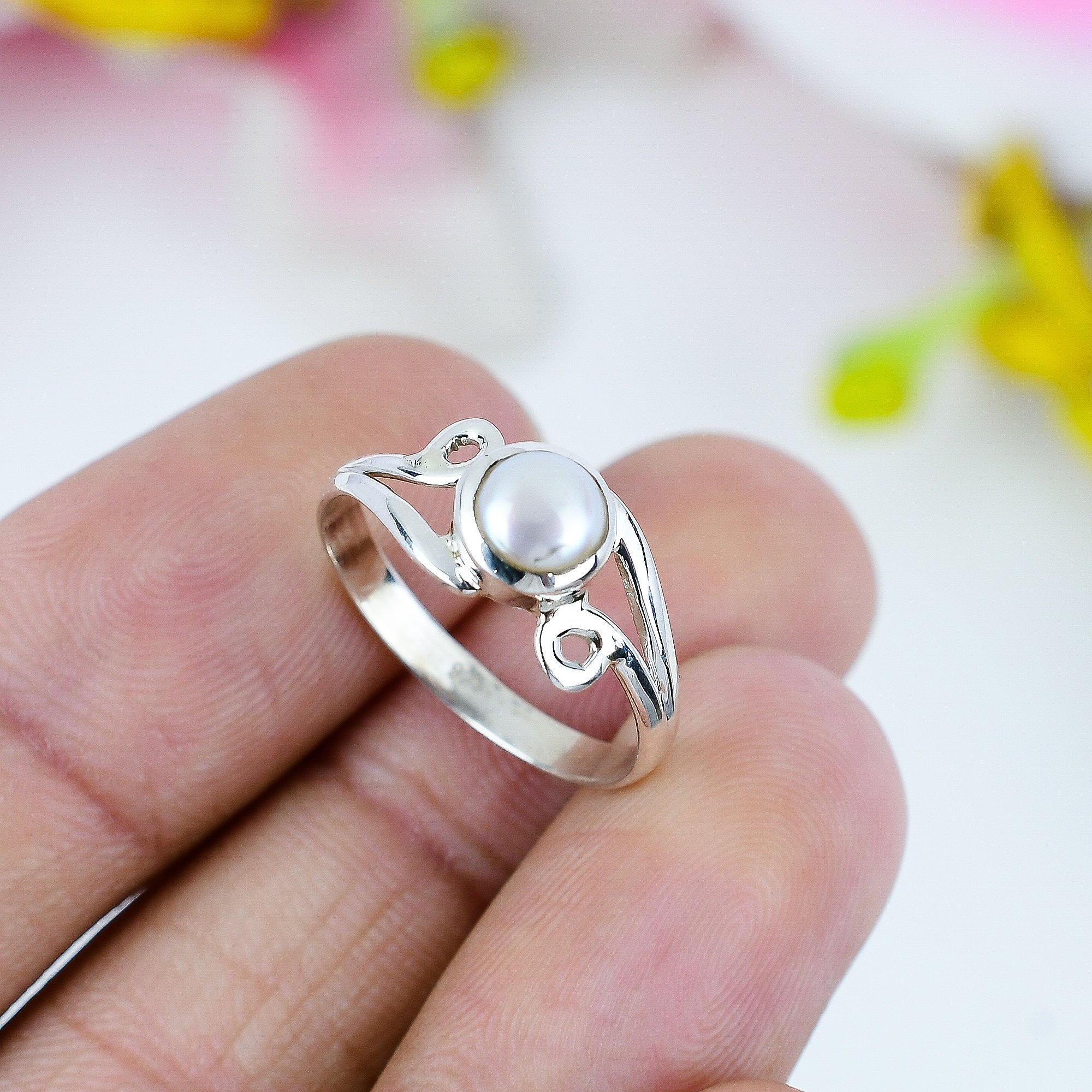 Valero Pearls Dames Ring hoogwaardige Zoetwater gekweekte Parels 6-7 mm Knoop grijs/zilvergrijs/pauwblauw 925 Sterling Zilver - Parelring