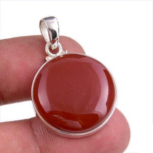 Roter Onyx Anhänger Halskette, Runde Form Roter Onyx Edelstein Anhänger, 925 Solid Sterling Silber Anhänger, Roter Onyx Schmuck, Anhänger Für Frauen