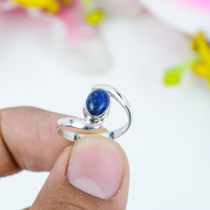 Natural Lapis Lazuli Ring, 925 Solid Sterling Silver Gemstone Ring, Boho Ring, Ring for Women, Oval Shape lapis Lazuli Handmade Ring For Her