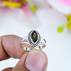 Genuine Smoky Quartz Ring, 925 Solid Sterling Silver Statement Ring, Brown Stone Ring, Handmade Smoky Quartz Ring, Christmas Gift For Her