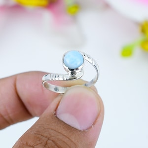 Genuine Republic Larimar Ring, 925 Solid Sterling Silver Gemstone Ring, Ring for Women, Larimar Jewelry, Blue Stone Ring, Wedding Ring