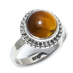 Tiger Eye Ring, Handmade Ring, 925 Solid Sterling Silver, Tiger's Eye Gemstone Jewelry, Gift for Friend, Anniversary Ring, Gift For Mother image 2
