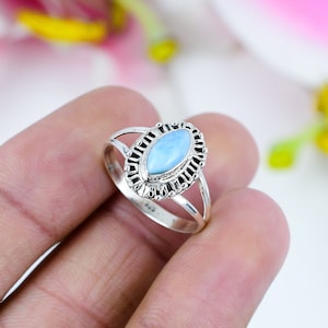 Natural Ocean Larimar Ring, 925 Solid Sterling Silver Gemstone Ring, Women Ring, Statement Ring, Larimar Jewelry For Women, Engagement Ring