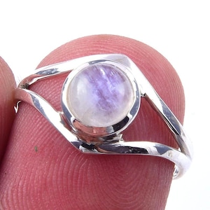Genuine Rainbow Moonstone Ring, 925 Solid Sterling Silver Gemstone Ring, June Birthstone Ring, Ring for Her-Him, Handmade Moonstone Jewelry