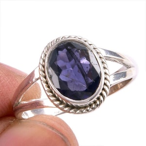 Genuine Iolite Ring, Oval Cut Iolite Gemstone Ring, 925 Solid Sterling Silver Handmade Ring, Engagement Ring, High Quality Ring For Her-Him