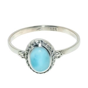 Natural Larimar Ring, 925 Solid Sterling Silver Gemstone Ring, Ring for Women, Larimar Jewelry, Blue Stone Ring, Anniversary Gift For Her