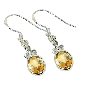 Natural Citrine Earring, 925 Solid Sterling Silver Gemstone Earrings, Oval Cut Yellow Citrine Handmade Earrings For Women, Dangle Earrings