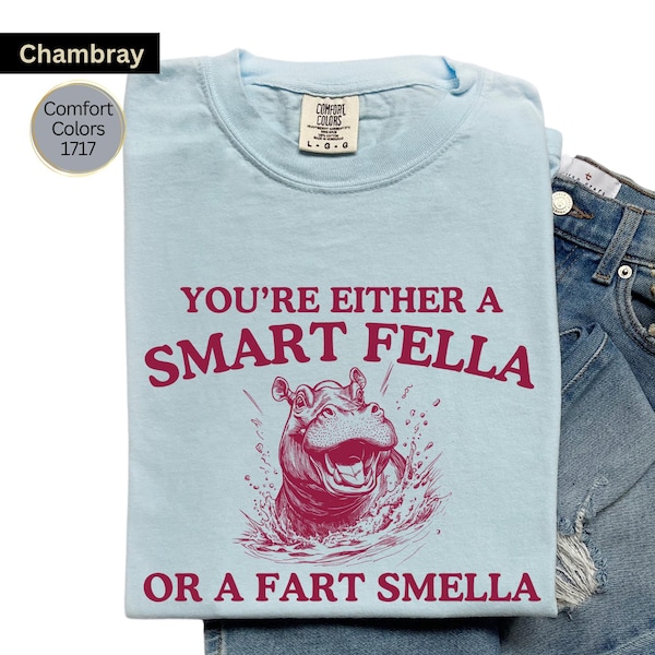 Smart Fella Hippo T-Shirt: Funny Retro Cartoon Tee