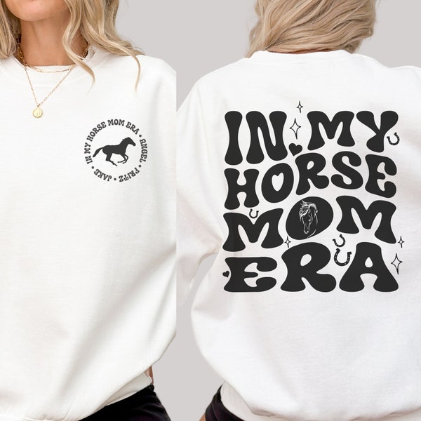 Custom In My Horse Mom Era Sweatshirt, Personalized Names Pocket Design Horse Mom Tshirt, Cute Horse Lover, Horse Gift for Mom Horse Shirt